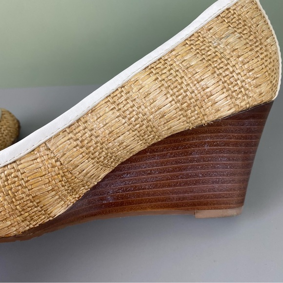 Tory Burch Sally Raffia Straw Natural/Bleach Wedges Size 7 - Picture 9 of 12